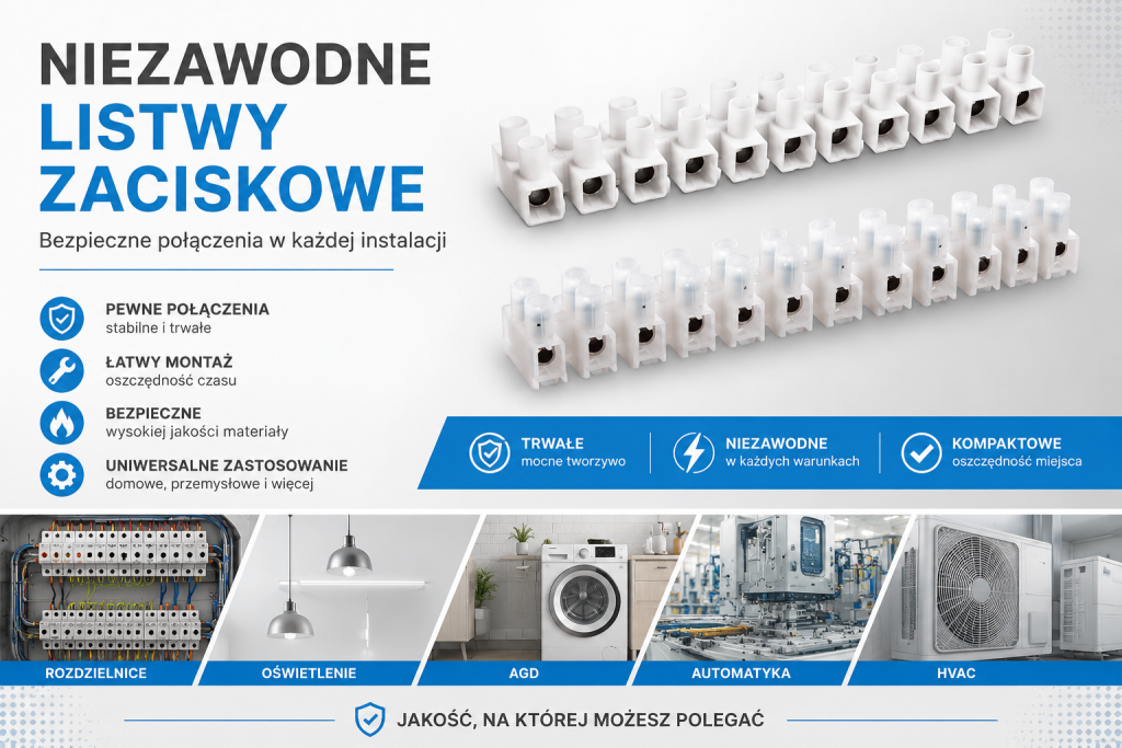 Zastosowanie list zaciskowych w oświetleniu , sprzętach AGD, automatyce i systemach grzewczych